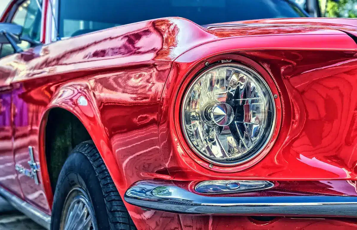 Close-up of a car LED headlight assembly