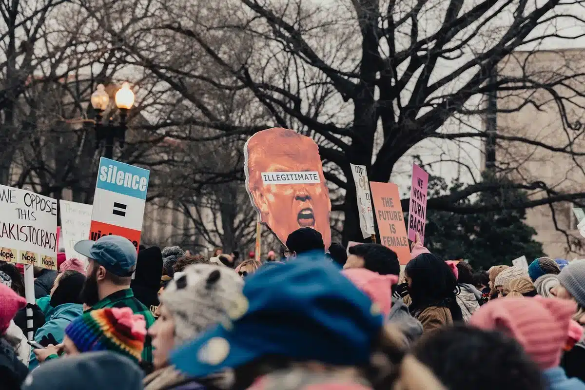 Protesters marching toward a hospital in response to the shooting